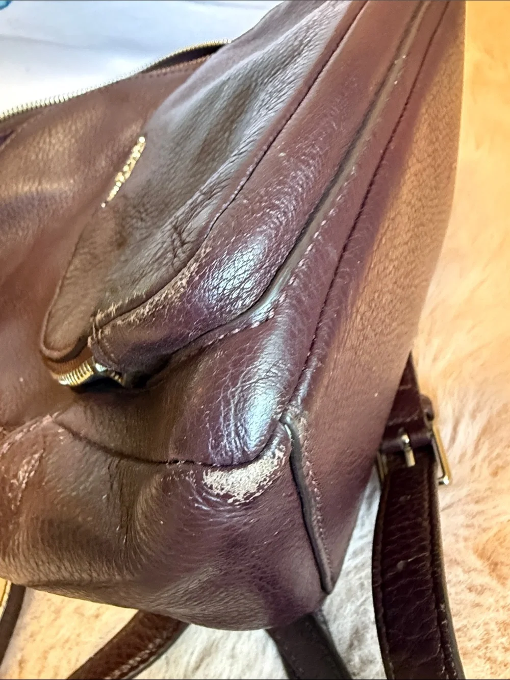 kate spade plum Pebbled Leather Mini Backpack — Deep Burgundy